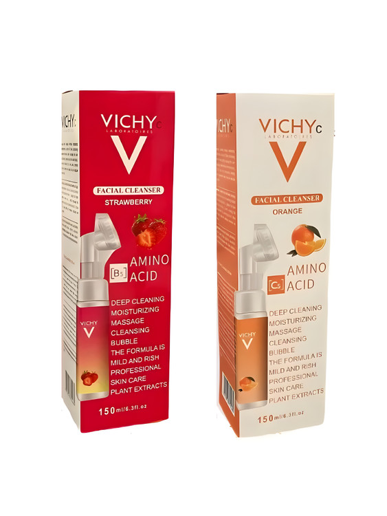 فوم شستشوی صورت ویشی ملون | آبرسان، نرمکننده و شوینده ملایم برای پوست خشک Vichy Cleanser Strawberry