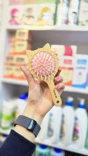 خرید برس چوبی زد وان طرح گربه | Z.One Wooden Hair Brush Cat Design صورتی