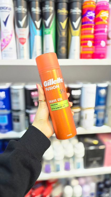 ژل اصلاح ژیلت فیوژن سبز Sensitive | Gillette Fusion 5x Action Shave Gel with Almond Oil
