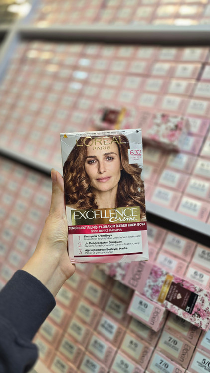 رنگ مو لورآل شماره 6.32 بلوند تیره طلایی زیتونی L'Oréal 6.32 با درخشش طبیعی و پوشش کامل سفیدی