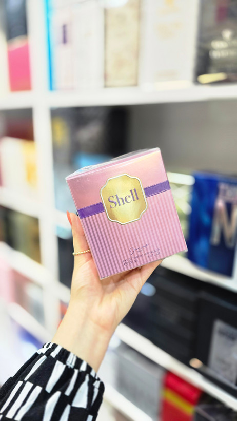 عطر زنانه Shell ژک ساف 100 میل با جعبه صورتی راهراه | خرید عطر زنانه شیرین Shell ژک ساف با رایحه ملایم