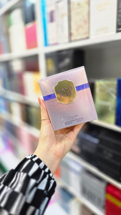 عطر زنانه Piano Pure ژک ساف 100 میل با بستهبندی صورتی–طلایی | خرید عطر زنانه لطیف Piano Pure ژک ساف با رایحه گلی و وانیلی