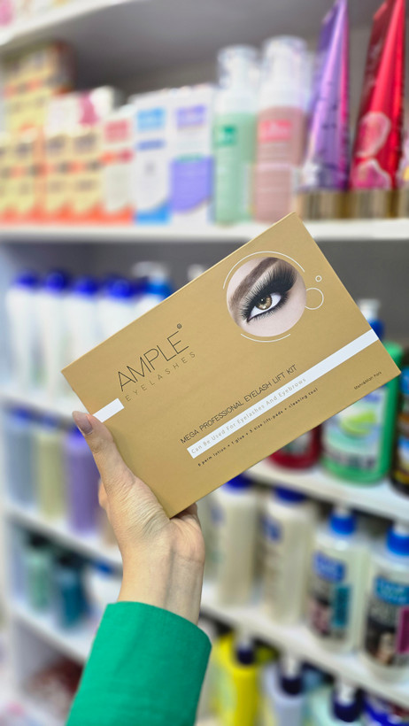 AMPLE Eyelash & Eyebrow Lift Kit – بسته طلایی کامل شامل ۶ محلول و چسب | AMPLE Eyelashes And Eyebrows Lift Kit