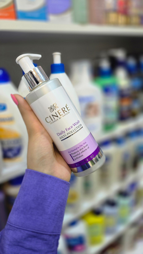 ژل شستشوی صورت سینره مدل Anti‑Pollution | بستهبندی Cinere Daily Face Wash ژل شستشوی ضدآلودگی مناسب پوست نرمال تا خشک