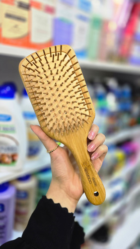 برس چوبی مستطیلی رویال استار با دندانههای چوبی برای شانهکردن ملایم | Royal Star Wooden Rectangle Hair Brush با طراحی چوبی و ضد وز