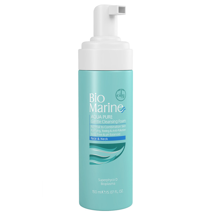 فوم شستشوی بایومارین فوم شستشوی پوست چرب فوم شستشوی پوست مختلط Bio Marine Aqua Pure gentle cleansing foam شوینده پوست چرب بایومارین فوم پاک کننده صورت و گردن face wash oily skin شوینده ملایم صورت فوم شستشوی صورت بایومارین