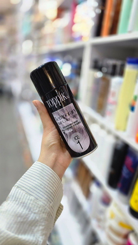 اسپری رنگ مو موقت تاپیک شماره 1 رنگ یخی Toppik Ice Temporary Hair Color Spray