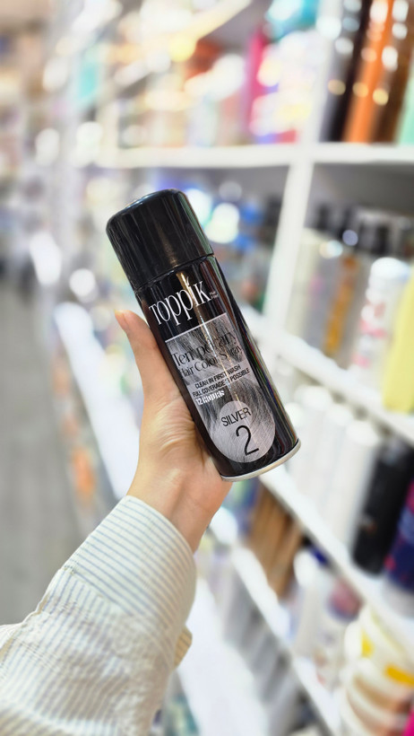 اسپری رنگ مو موقت تاپیک شماره 2 رنگ نقرهای Toppik Silver Temporary Hair Color Spray