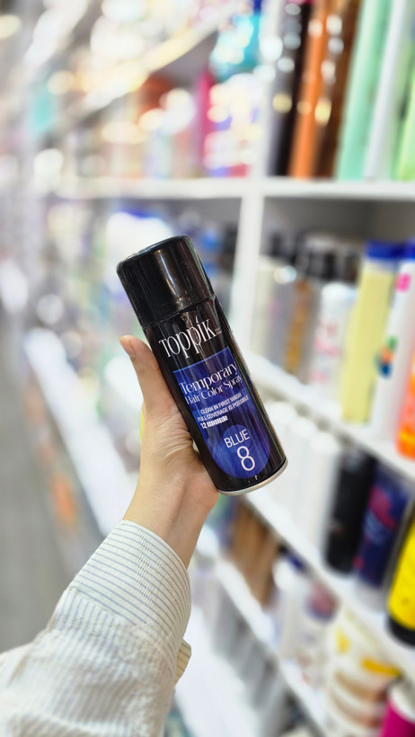 اسپری رنگ مو موقت تاپیک شماره 8 رنگ آبی Toppik Blue Temporary Hair Color Spray