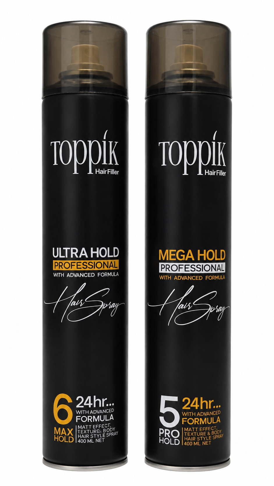 اسپری حالت دهنده مو تاپیک TOPPIK Hair Style Spray ۴۰۰ میل اسپری نگه دارنده قوی تاپیک مدل Ultra Hold 6 و Mega Hold 5 عکس اسپری مو تاپیک مشکی با اثر مات TOPPIK Hair Filler تافت مو مات تاپیک اصلی با ماندگاری ۲۴ ساعته قیمت اسپری حالت دهنده حرفه ای تاپیک ۴۰۰ می