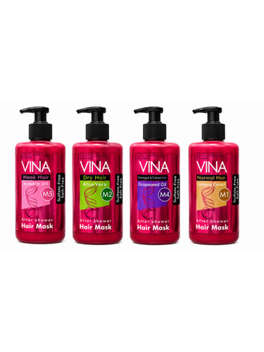 خرید ماسک مو بعد از حمام وینا مدل پمپی مناسب انواع مو خشک آسیب دیده رنگ شده | Vina Hair Mask