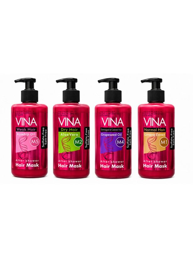 خرید ماسک مو بعد از حمام وینا مدل پمپی مناسب انواع مو خشک آسیب دیده رنگ شده | Vina Hair Mask