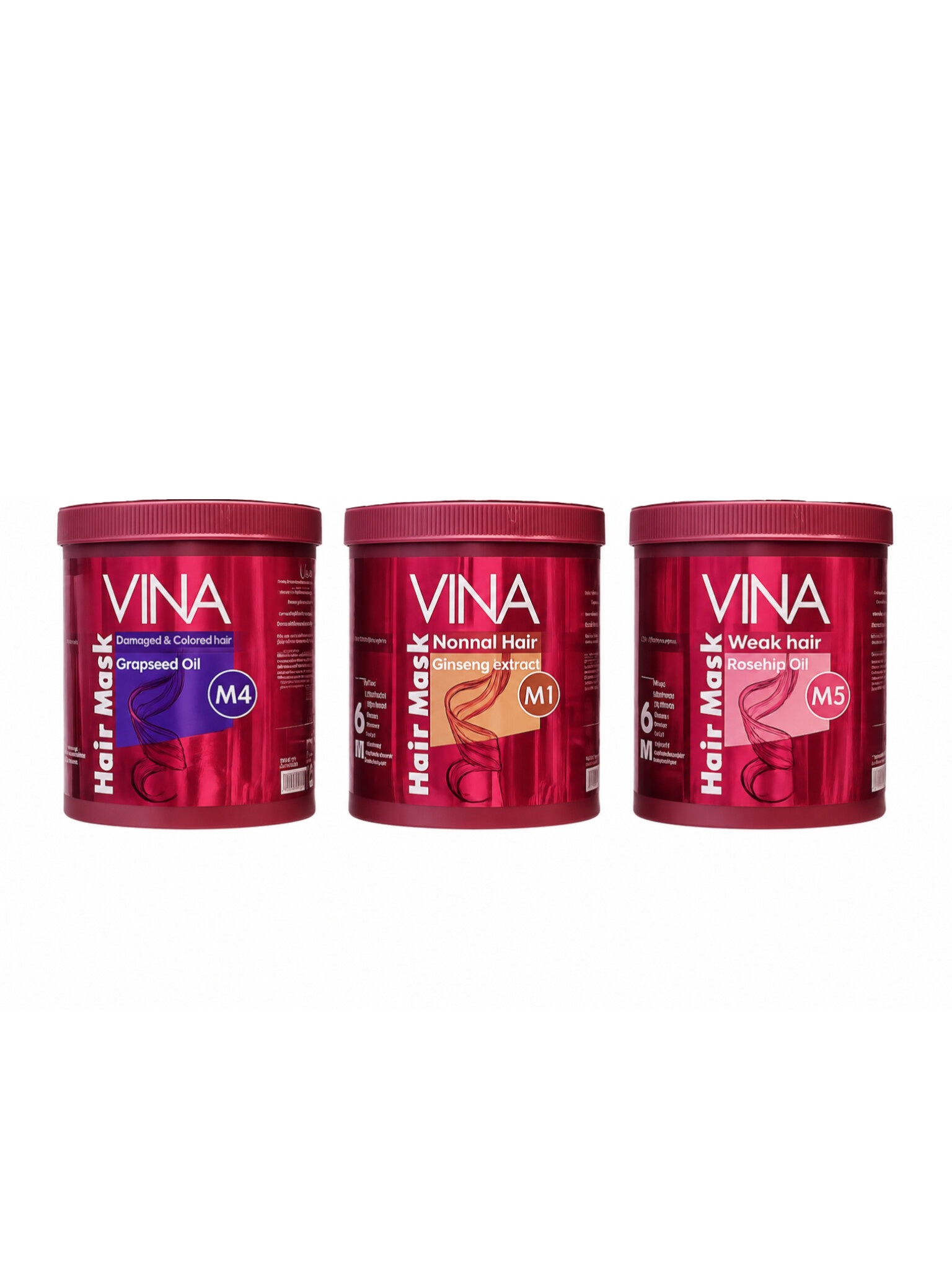 ماسک مو وینا VINA Hair Mask مدل M4 روغن هسته انگور ماسک مو داخل حمام وینا مدل M1 عصاره جینسنگ ۵۰۰ میل قیمت ماسک مو وینا مدل M5 Rosehip Oil برای موهای ضعیف عکس انواع ماسک موهای وینا سرخابی کاسه‌ای اصل بهترین ماسک مو ترمیم کننده وینا برای موهای رنگ شده VINA
