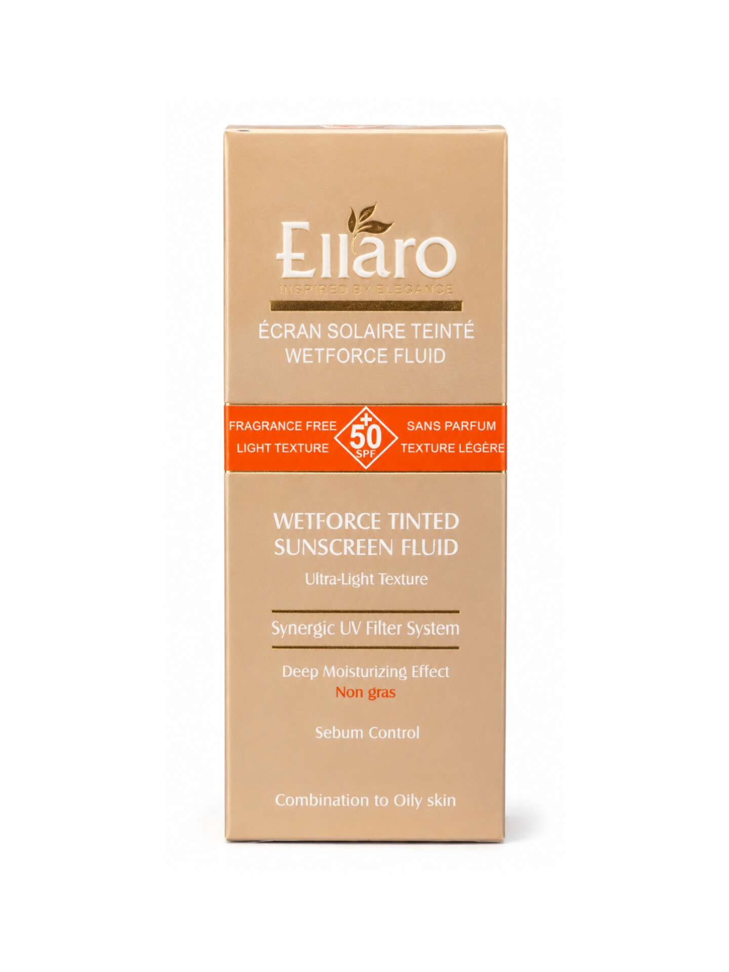 فلوئید ضد آفتاب رنگی Ellaro Wetforce برای پوست مختلط و چرب تصویر ضد آفتاب رنگی الارو مدل Wetforce Fluid فاقد چربی