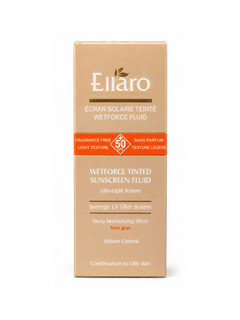 فلوئید ضد آفتاب رنگی Ellaro Wetforce برای پوست مختلط و چرب تصویر ضد آفتاب رنگی الارو مدل Wetforce Fluid فاقد چربی