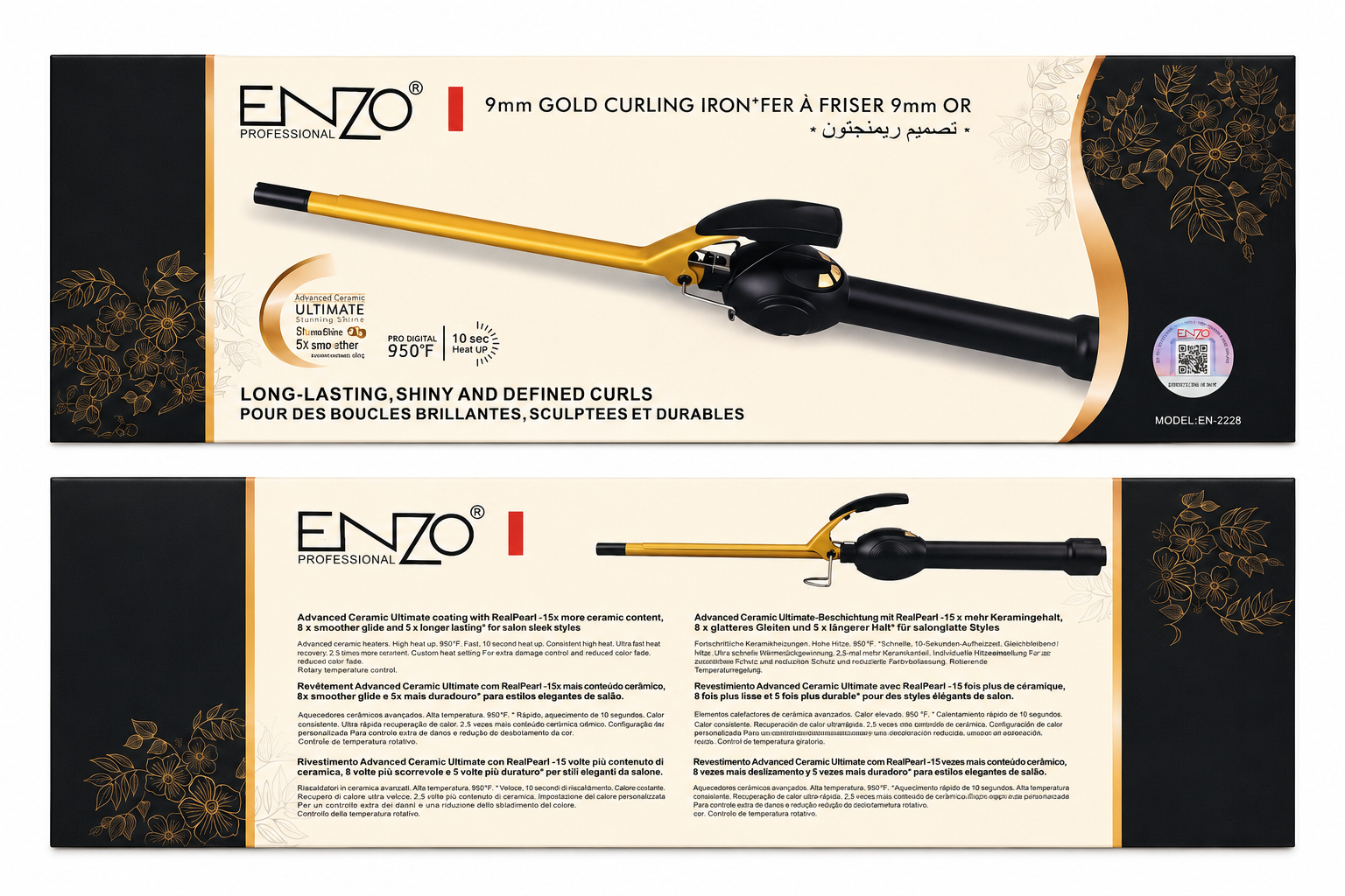 فر کننده مو انزو مدل EN-2228 قطر 9 میلی متر برای فر ریز و آفرو خرید Enzo Professional 9mm Curling Iron فرکننده حرفه ای ابزار شینیون و حالت دهنده مو انزو EN-2228 با روکش سرامیک دستگاه فرکننده ۹ میلی‌متری حرفه‌ای Enzo برای فرهای درخشان و ماندگار خرید آنلاین