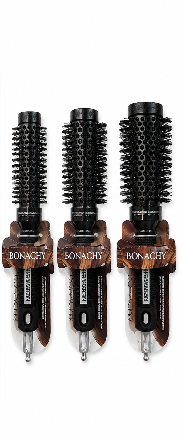 برس گرد سرامیکی و یونی Bonachy سایز بزرگ متوسط كوچك ، Bonachy professional ceramic ionic round brush medium size, بهترین برس حرارتی برای مو