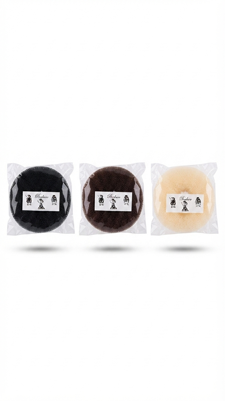 رنگ مشکی  پروتز سیلیکونی شینیون ایرانی مشکی، پد حجم دهنده مو برای شینیون hair bun silicone pad black ) رنگ قهوه‌ای  پروتز سیلیکونی شینیون ایرانی قهوه‌ای، اسفنج شینیون حجم دهنده مو silicone hair bun maker brown 3) رنگ کرم روشن  پروتز سیلیکونی شینیون ایرانی