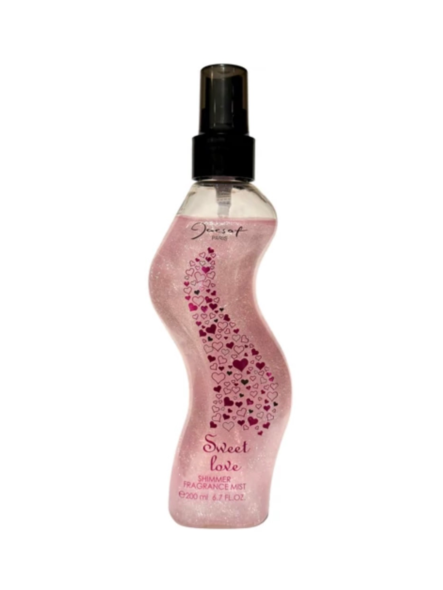 بادی میست شیمر شاین  ژک ساف  پاریس مدل سوییت لاو 200 میل، Jacsaf  Paris Sweet Love shimmer fragrance mist pink bottle