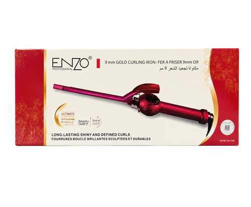 فر کننده مو ENZO Professional سایز ۹ میلیمتر مدل EN-7329 با بدنه قرمز، مناسب ایجاد فرهای ریز و ماندگار