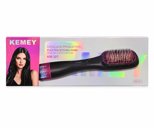 برس حرارتی KEMEY مدل KM-32T Electric Styling Comb، شانه حرارتی صافکننده و حالتدهنده مو