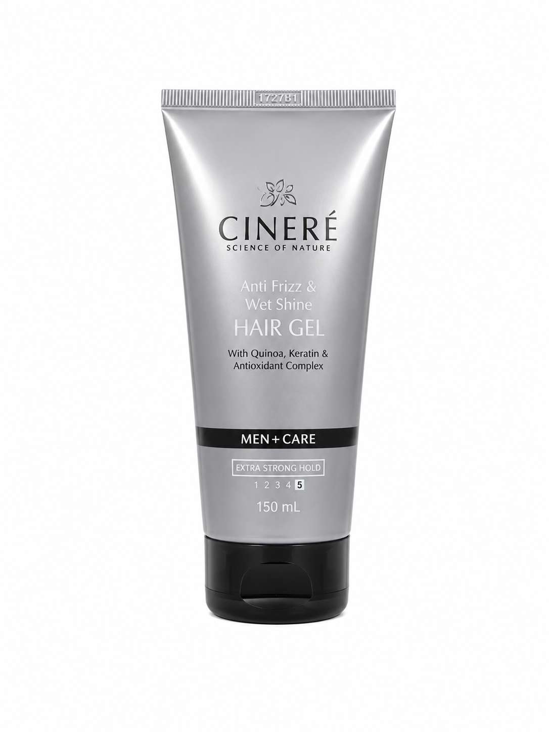 ژل موی سینره (Cinere) مدل Men+Care Anti Frizz & Wet Shine Hair Gel، مناسب حالت‌دهی قوی مو، کنترل وز و ایجاد جلوه خیس، حاوی کینوا، کراتین و کمپلکس آنتی‌اکسیدان