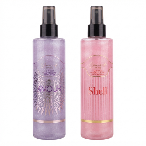 بادی اسپلش شاین دار صورتی شل Dorall Shell Shimmer Mist با رایحه ملایم اسپری بدن عطری زنانه مدل Shell از برند Dorall با ذرات درخشان اکلیلی خرید بادی اسپلش اکلیلی زنانه Shell، رایحه دلنشین و ماندگار Women Fragrance Mist بادی اسپلش اکلیلی بنفش آمور Dorall