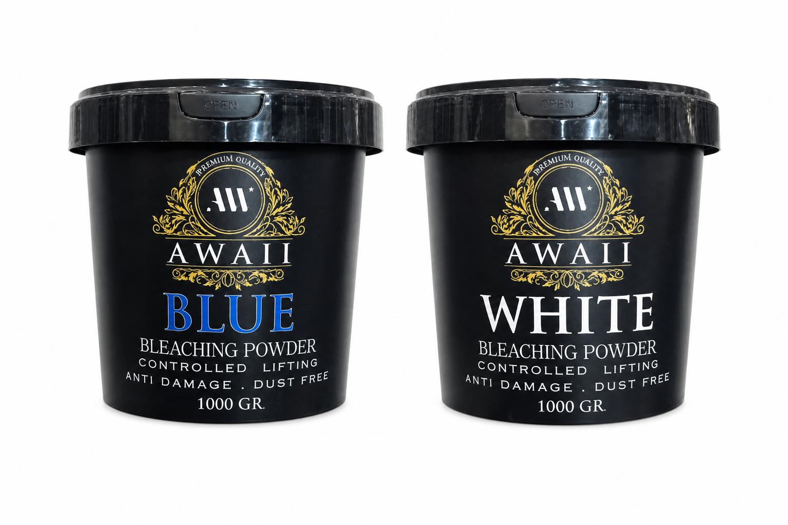 پودر دکلره داست فری آوایی Blue و White وزن 1000 گرم، مناسب روشن‌سازی حرفه‌ای مو و دکلره سالن