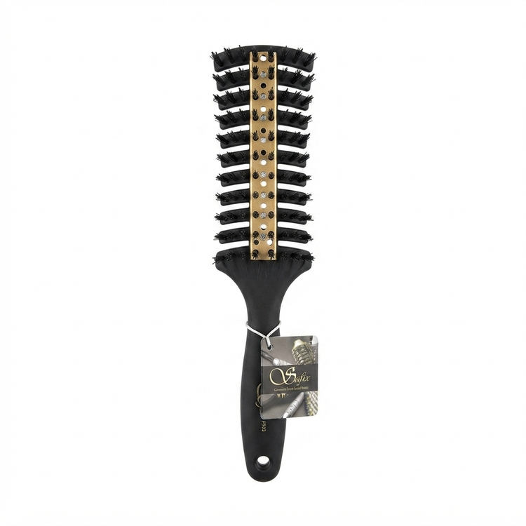 برس اکستنشن سافیکس مدل H993، Suffix Extension Brush H993، برس مخصوص اکستنشن مو، با دسته مشکی و دندانه های طلایی، مناسب برای موهای اکستنشن شده