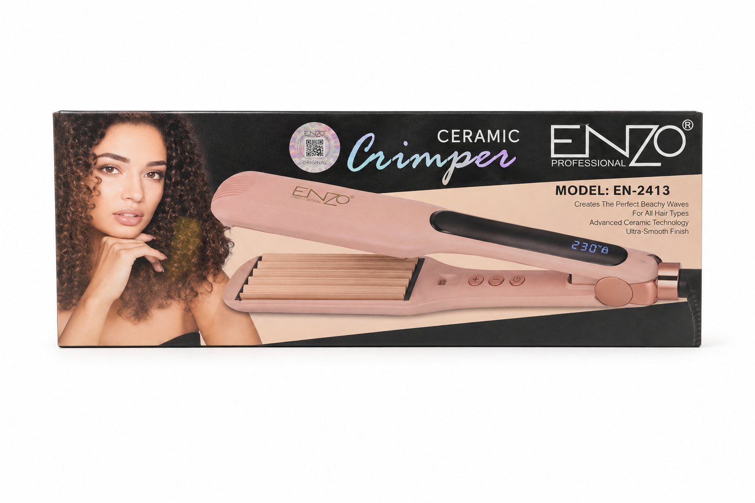 اتو ویو انزو EN-2413 برای مو، دستگاه حالت‌دهنده حرفه‌ای مو با صفحات سرامیکی، Enzo Hair Crimper Styler, High-quality hair tool