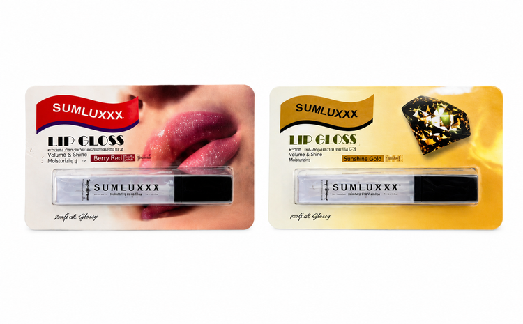 برق لب SUMLUXXX مدل Lip Gloss در دو رنگبندی متفاوت (Berry Red و Sunshine Gold)