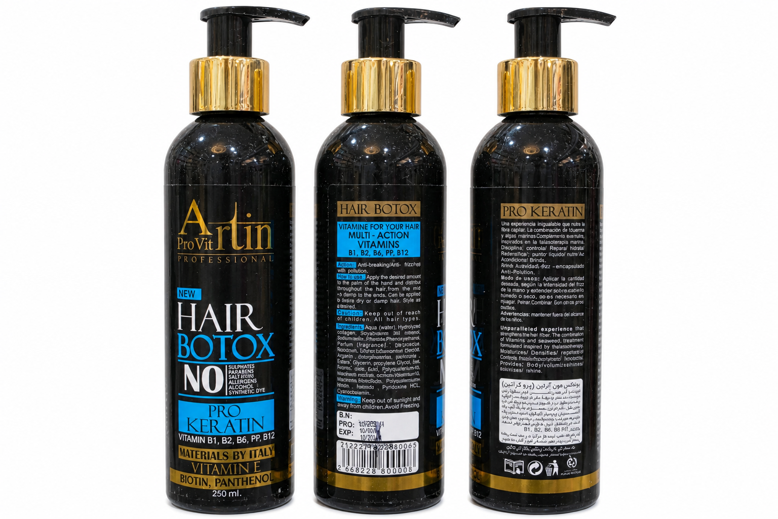 بوتاکس مو کراتین آرتین پروویت مناسب احیای موهای آسیب‌دیده، Artin ProVit Hair Botox 1000ml بطری پمپی بوتاکس مو Artin ProVit مدل No.1 Keratin برای مصرف سالنی محصول احیا و مراقبت مو آرتین پروویت Hair Botox Keratin حجم یک لیتر