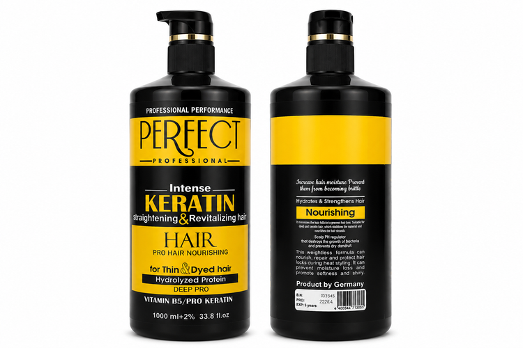 کراتین و تغذیهکننده مو Perfect Professional مدل Intense Keratin، مناسب موهای نازک و رنگشده، کمک به نرمی، شانهپذیری و درخشش مو با حجم اقتصادی ۱۰۰۰ میلیلیتر.،خرید کراتین مو پرفکت پروفشنال Intense Keratin مناسب موهای نازک و رنگشده ۱۰۰۰ میل