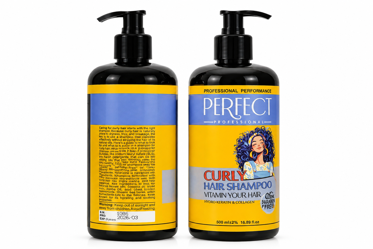 شامپو مو فر پرفکت مدل Curl Hair Shampoo حجم ۵۰۰ میلی‌لیتر مناسب موهای فر و موج‌دار، Perfect Professional Curl Hair Shampoo 500ml شامپو مو فر پرفکت پروفشنال با بطری پمپی برای موهای curly، Perfect Curl Hair Shampoo     شامپو Perfect Professional مخصوص موهای