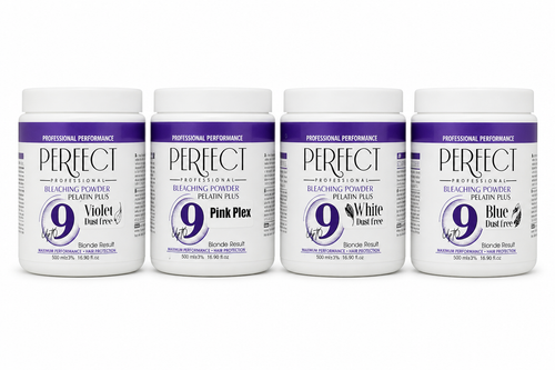 پودر دکلره پرفکت پروفشنال ۹ پایه مدل White Blue Violet Pink Flex بسته ۵۰۰ گرم، Perfect Professional Bleaching Powder 500g