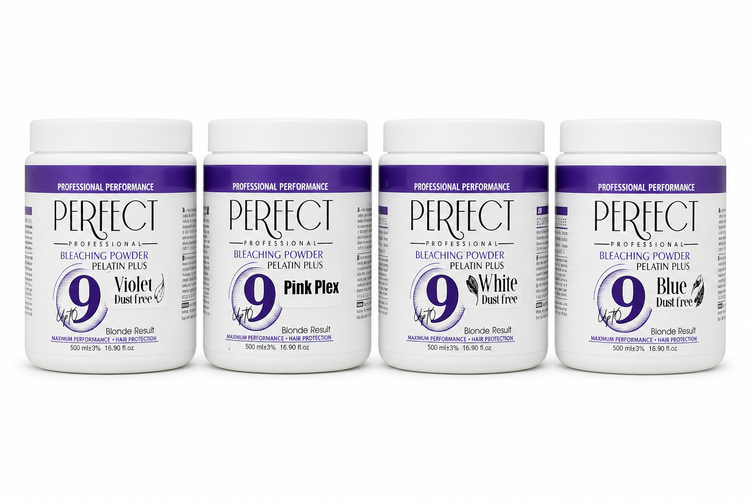 پودر دکلره پرفکت پروفشنال ۹ پایه مدل White Blue Violet Pink Flex بسته ۵۰۰ گرم، Perfect Professional Bleaching Powder 500g
