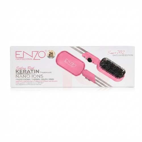 برس حرارتی انزو کراتینساز، Enzo Professional Nano Ions Brush, دستگاه صافکننده مو انزو، برس حالتدهنده مو حرفهای، خرید دستگاه فر و صافکننده Enzo, ابزار مراقبت مو.