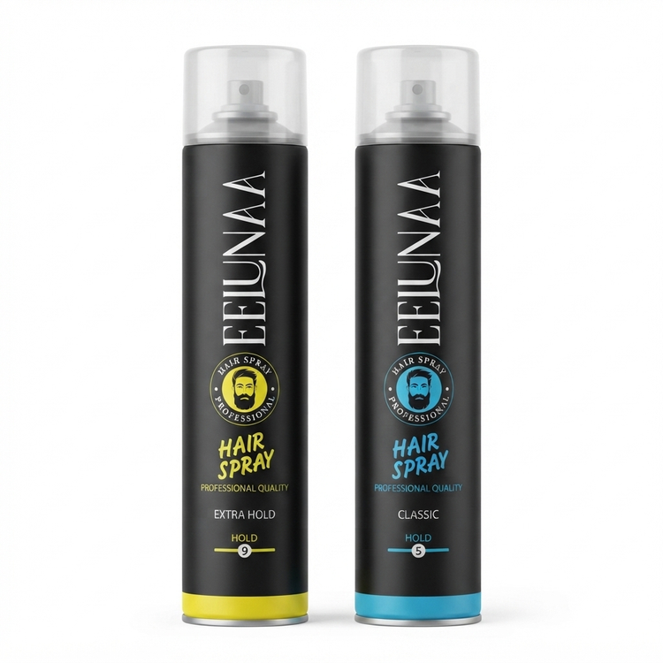 اسپری مو حرفهای EEIUNNAA - Extra Hold (زرد) ۹ بسیار قوی و Classic (آبی) ۵ متوسط hair spray bottle professional quality 500ml.