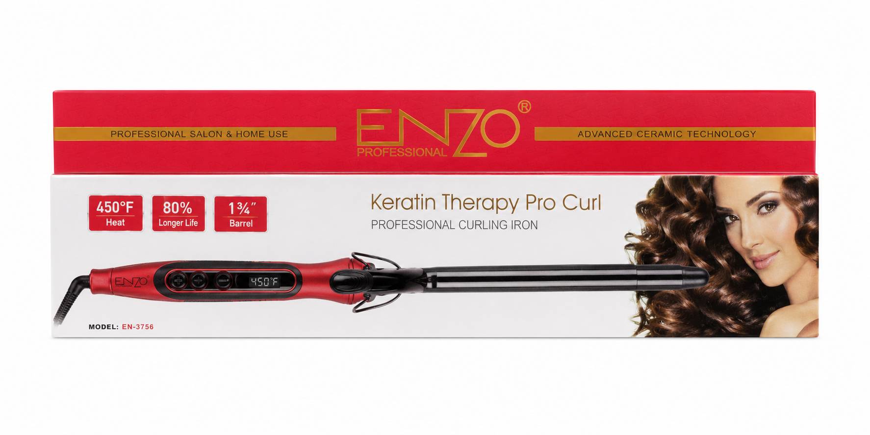 فر کننده مو انزو مدل EN-2224 با دو سری ۱۶ و ۲۲ میلیمتری، ابزار حرفهای حالتدهی مو، Enzo EN-2224 Curling Iron, مناسب برای انواع شنیون و فر موی سالنی