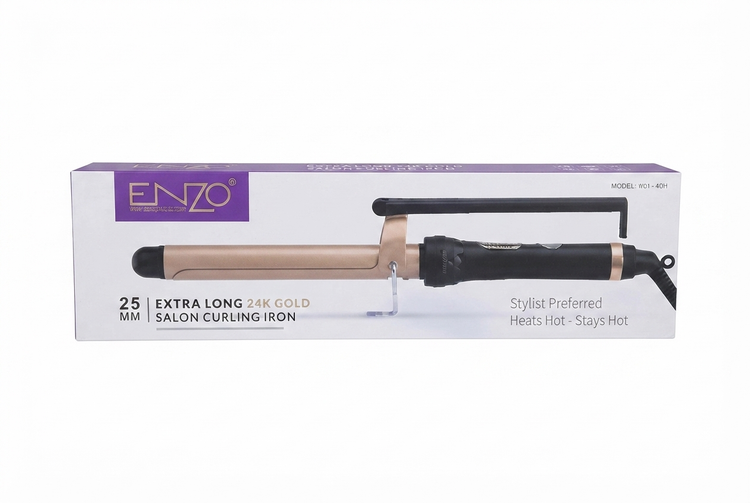 فر کننده مو انزو مدل EN-1961 با پوشش طلای ۲۴ عیار، بابلیس حرفهای سری Extra Long، محصول Enzo Professional Hair Curler EN-1961 24K Gold، خرید لوازم آرایش مو اصل»
