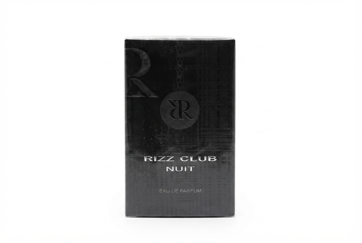 ادکلن مردانه Rizz Club مدل Nuit حجم ۱۰۰ میلی‌لیتر، رایحه خاص و ماندگار متن جایگزین ۲: خرید عطر مردانه Rizz Club Nuit اورجینال، بطری مشکی شیک ۱۰۰ میل متن جایگزین ۳: Rizz Club Nuit Eau de Parfum for men, 100ml luxury fragrance bottle متن جایگزین ۴: نمای استو