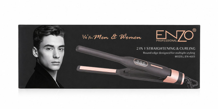 اتو موی حرفهای ENZO مدل EN-4003 با قابلیت صافکنندگی و فرکنندگی. دارای نمایشگر دیجیتال ۹۸۵ درجه و طراحی رزگلد لوکس. مناسب هدیه و استفاده مشترک.