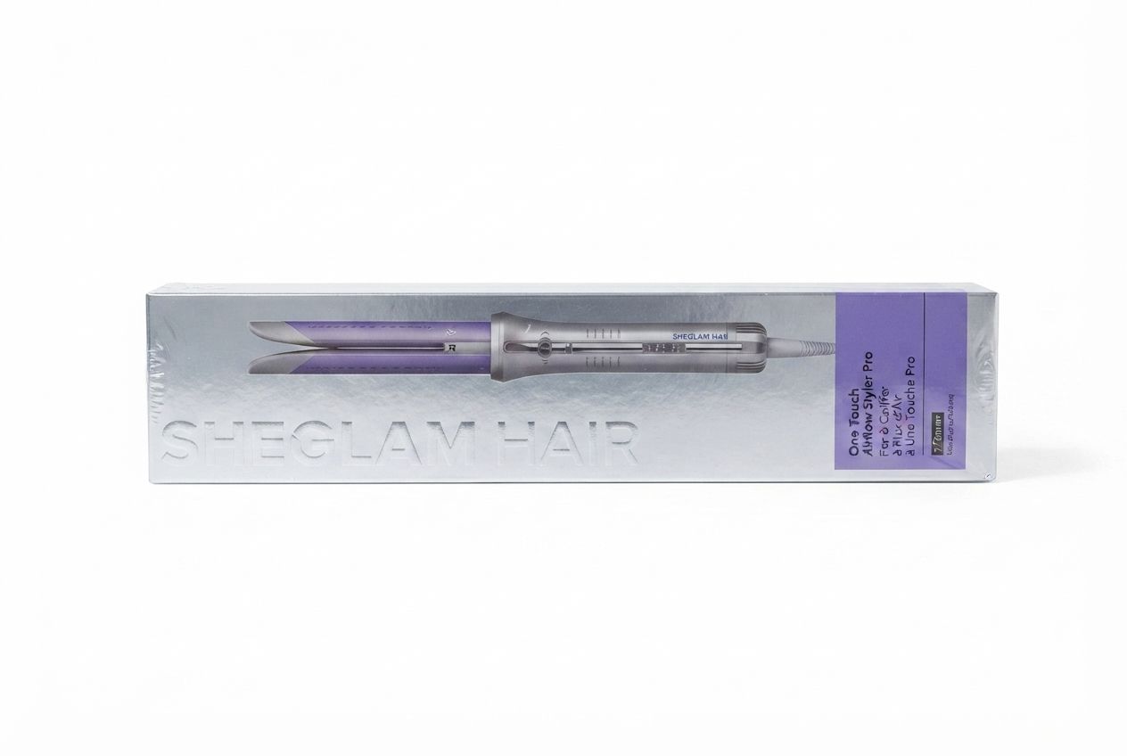 فرکننده اتوماتیک مو شیگلم SHEGLAM One Touch Airflow Styler Pro 32mm نقرهای بنفش با چرخش خودکار، جریان هوای خنک 360 درجه، تنظیم دما و مناسب ایجاد فر و موج حجیم