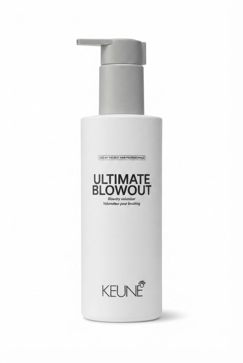 لوسیون حجم دهنده و محافظ حرارت مو کئون Keune Style Ultimate Blowout 200ml مدل Blowdry Volumizer مناسب براشینگ حرفه ای و ایجاد حجم و درخشش طبیعی مو