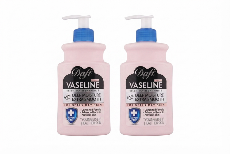 وازلین دافی آرگان و کوکا باتر پمپی مرطوب کننده و ترمیم کننده Daffy Vaseline Argan & Cocoa Butter آبرسان پوست خرید وازلین دافی حاوی روغن آرگان و کره کاکائو وازلین دافی مرطوب کننده عمیق پوست با رایحه آرگان و کوکا باتر Daffy Argan & Cocoa