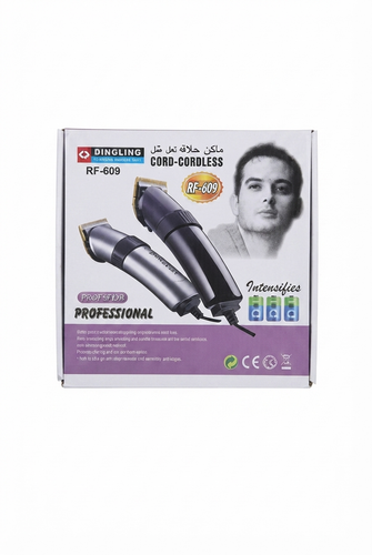 . ریش تراش دینگ لینگ مدل RF-699 شارژی با تیغه استیل ضد زنگ ۲. ماشین اصلاح سر و صورت Dingling RF-699 بی سیم با 5 عدد شانه