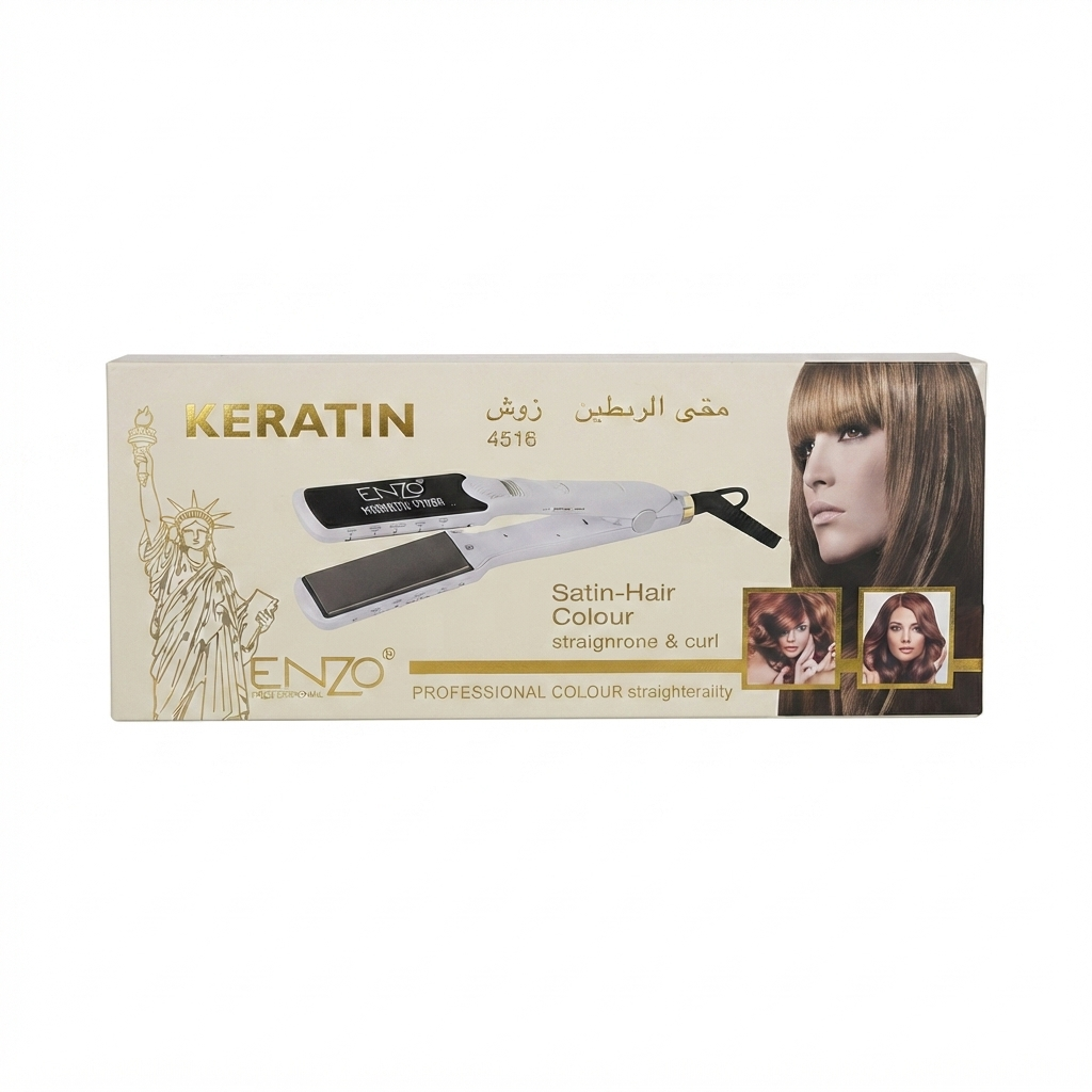 اتو مو کراتین انزو En-5050، مناسب استفاده حرفهای در سالن و منزل، Enzo En-5050 Professional Flat Iron, Smooth Hair Styling