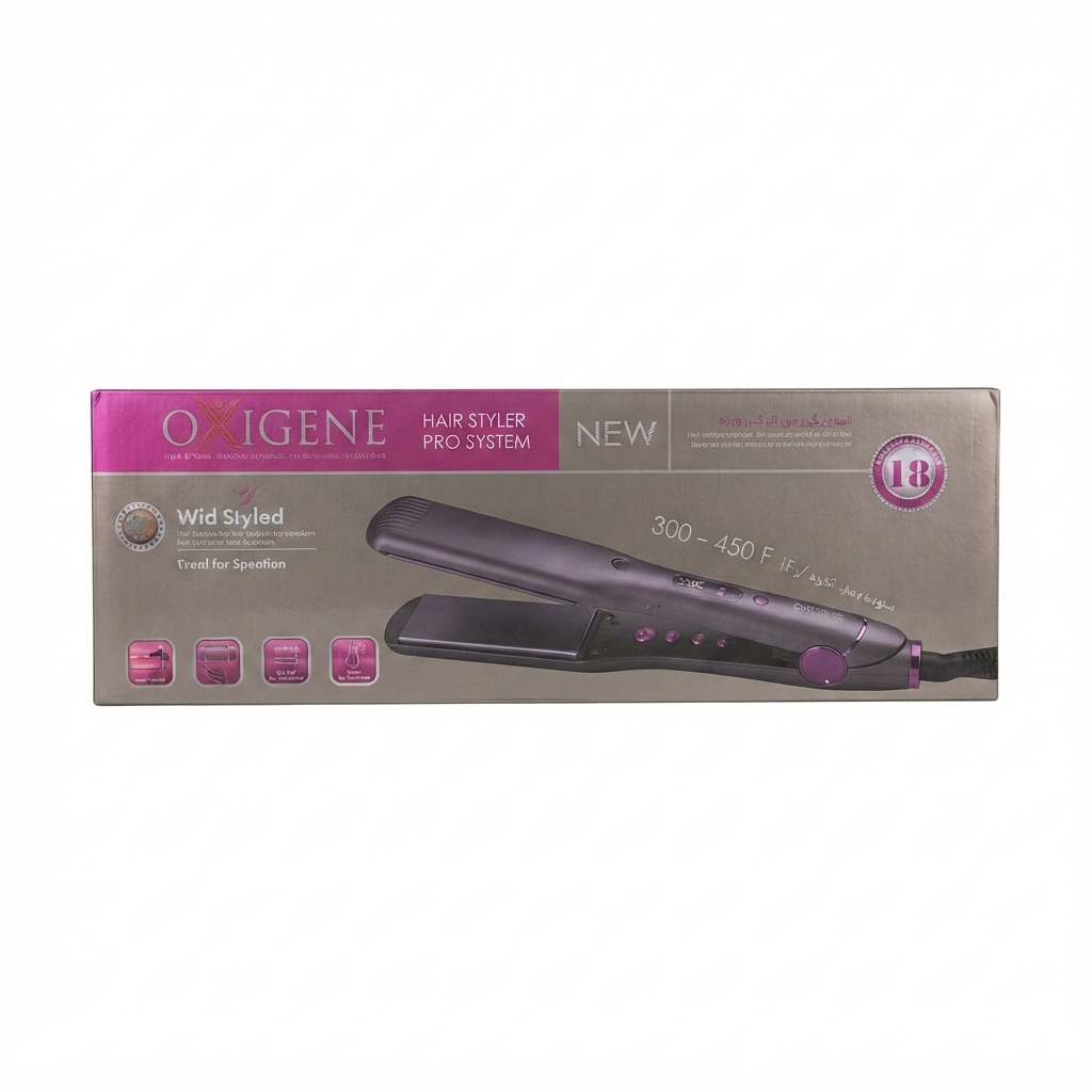 اتو مو اکسیژن OX-537، صاف کننده مو با درخشندگی بالا، Oxygen OX-537 Flat Iron for Smooth & Shiny Hair, Salon Quality