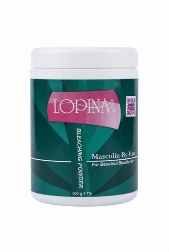 پودر دکلره حرفهای لوپینا رنگ آبی داخل پیمانه، خرید Lopina Blue Bleaching Powder با قدرت روشنکنندگی بالا مناسب برای سالن زیبایی و دکلره مو