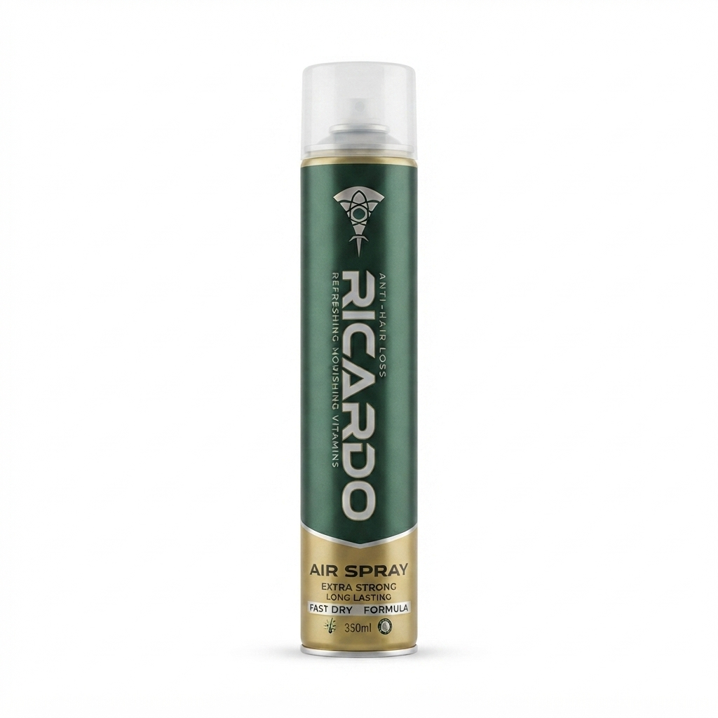 اسپری نگهدارنده حالت مو ریکاردو Ricardo Hair Styling Spray، قدرت تثبیت کنندگی قوی (Strong Fixation)، ماندگاری طولانی مدت (Long-lasting Hold)، مناسب برای انواع مو و استایلها، فرمولاسیون سبک بدون ایجاد سنگینی یا چسبندگی، محافظت از مو در برابر عوامل محیطی، م